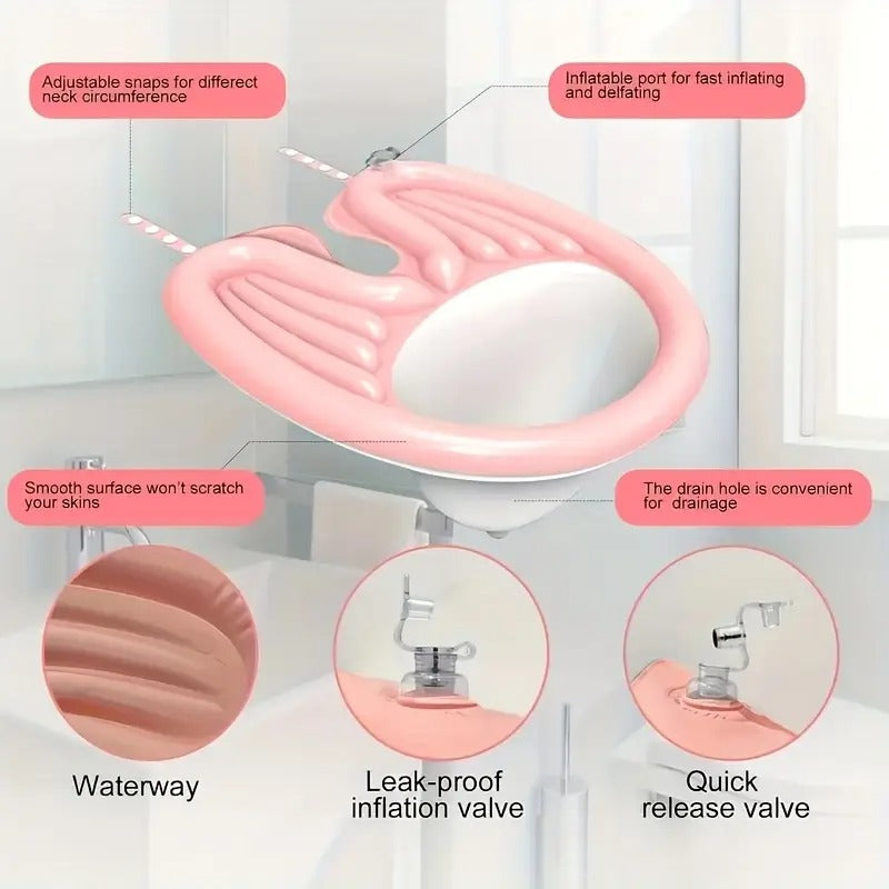 4pcs Inflatable Shampoo Basin, Mobile Portable Shampoo Basin With Air Pump And Drainage, Soft And Comfortable Lightweight Shampoo Basin, Suitable For The Elderly, Disabled, Pregnant Women, Injured, Bedridden, Can Be Folded For Storage