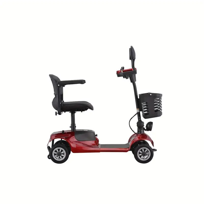 Four-Wheel Electric Mobility Scooter for Seniors and Adults, Non-Slip Adult Mobility Aid - 220 lbs Capacity, 20-Mile Range, Quick Charging, Portable Electric Scooter with Basket