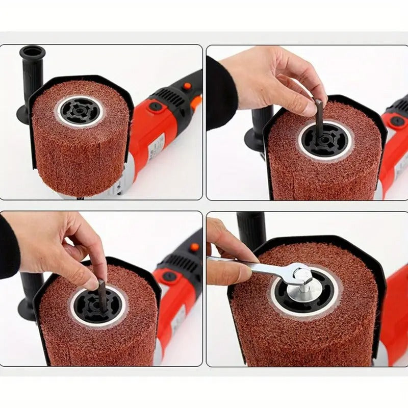 Electric Drum Sander Polisher 1400W 6 Gear Adjustable Speed Wire Drawing Machine with 3 Wheels