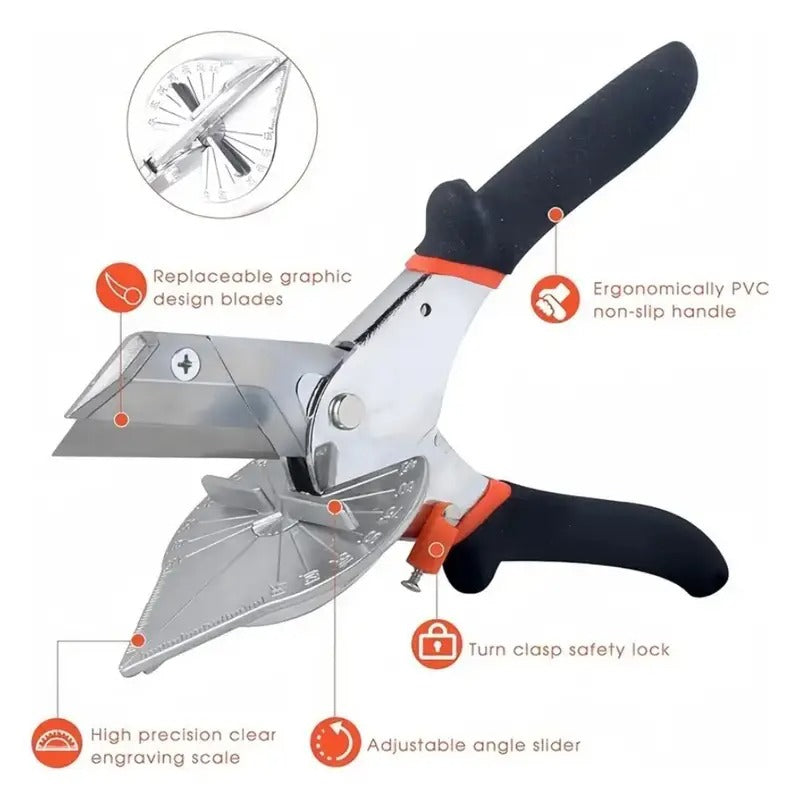 Upgraded Multi Angle Miter Shear Cutter Hand Tools with 2 Blades for Cutting Soft Wood, Plastic, PVC - 45-135 Degree Adjustable Angle Scissors Trim Shears Tools Industrial shears