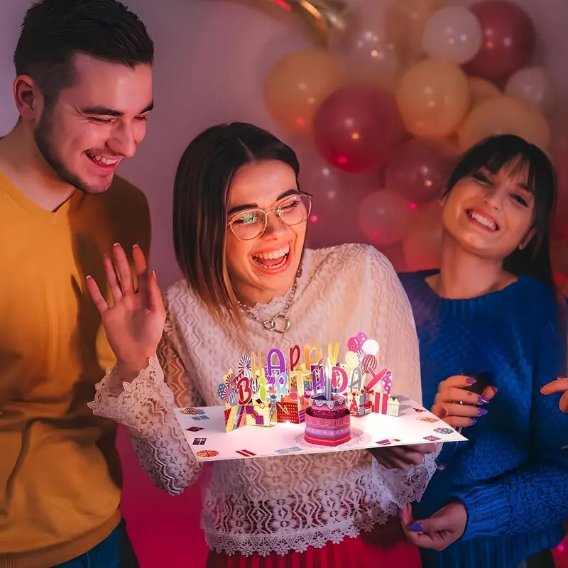 3D Pop Up Birthday Card | Light And Music Happy Birthday Card, Birthday Gift Cards | for Women Men Husband Wife Mom Dad | with Blowable Candle