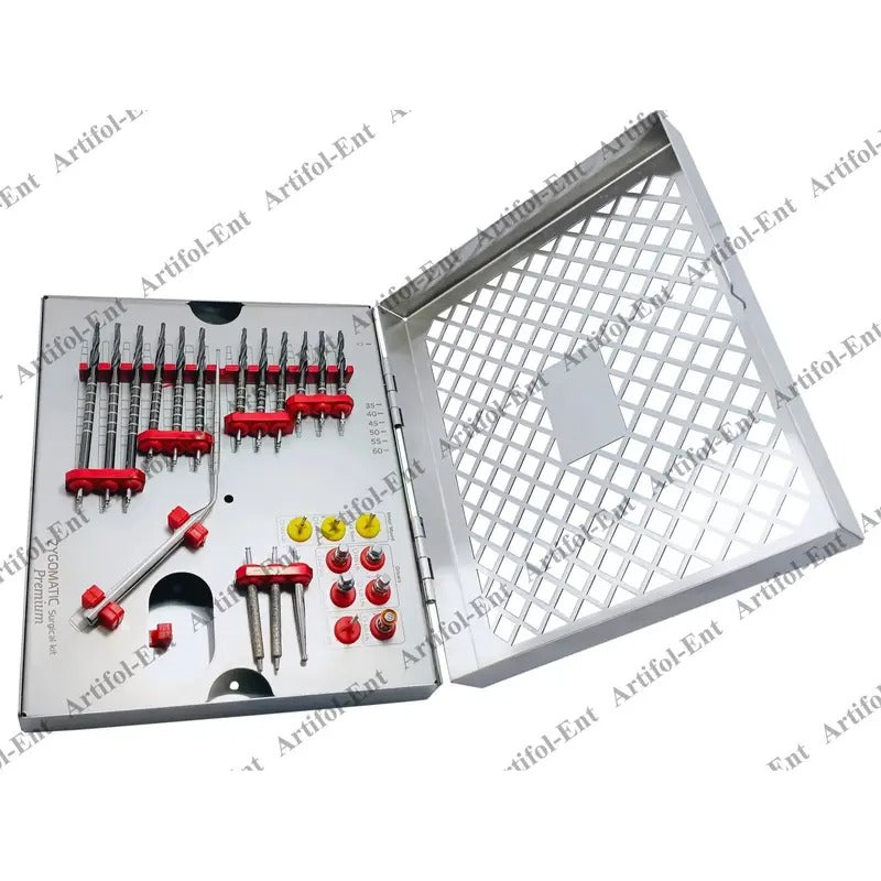 ARTIFOL 26 Pcs Implant Premium Zygomatic Set for Implant Socket Preparation Black Titanium Coated Step Drills with Depth Probe, Motor Mount, Drivers and Ratchet Wrench Zygo Kit ‎