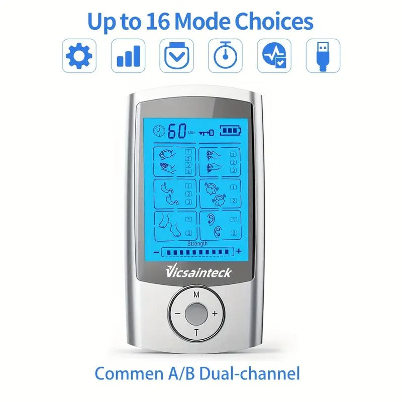 Dual Channel TENS Unit Muscle Massager Machine with 16 Modes, Portable Rechargeable 20 Levels Of Intensity TENS Machine with
