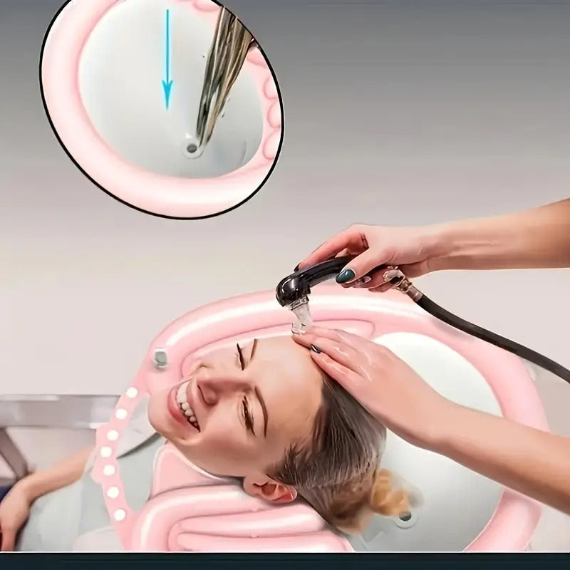 4pcs Inflatable Shampoo Basin, Mobile Portable Shampoo Basin With Air Pump And Drainage, Soft And Comfortable Lightweight Shampoo Basin, Suitable For The Elderly, Disabled, Pregnant Women, Injured, Bedridden, Can Be Folded For Storage