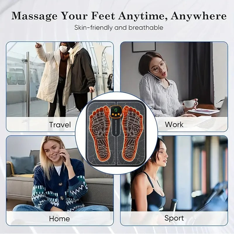 EMS Massage Foot Pad, Foot Muscle Electric Massager, 8 Adjustment Modes And 19 Intensity Massage Foot Pads, USB Charging Full Body Relaxation Massage Foot Pad