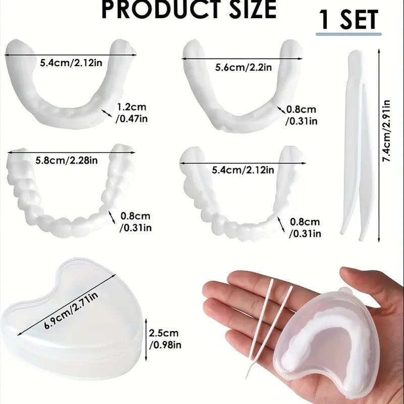 8pcs/4set Comfortflex White Dentures with Veneers - Unisex Upper And Lower Denture Care - Flexible And Comfortable, Lifelike, Dental Solutions, Dental Veneers Snap-On, Dental Veneers, Snap-On Veneers, Veneers, Gifts for Father And Mother