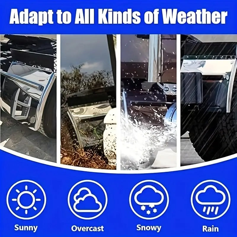 24"x24" Quarter Fenders For Semi Truck, Stainless Steel/Polypropylene, Tube Bracket And Single Bolt Mounting Brackets Hardware Included, Right Left 2 Set In Pair