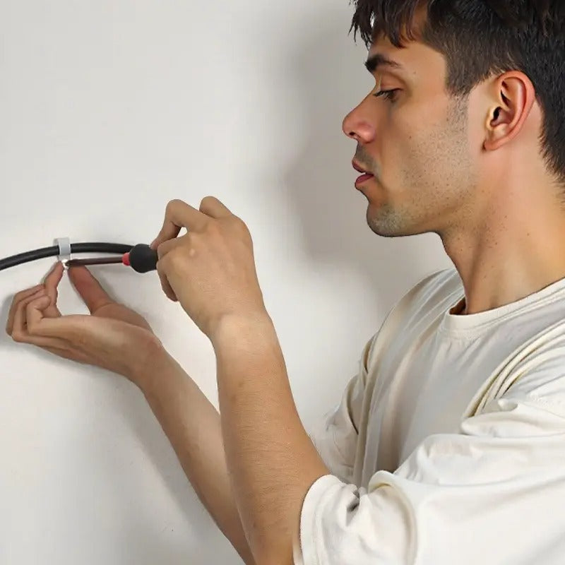 100-Pack Heavy-Duty RType Cable Clips - with Screw Hole for Secure Cable Management - Compatible with Electrical Outlets, Panels, Wiring Systems - Ideal for Home, Office, Industrial Use - Space-Saving Wire Clamps