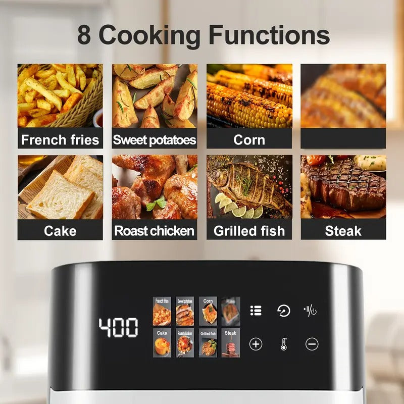 [5-quart 6-in-1 Air Fryer] 6-in-1 Large 5-quart Air Fryer | 8 One-Touch Preset Functions, Smart Cook Program, Rack Basket, Viewing Window, Interior Light