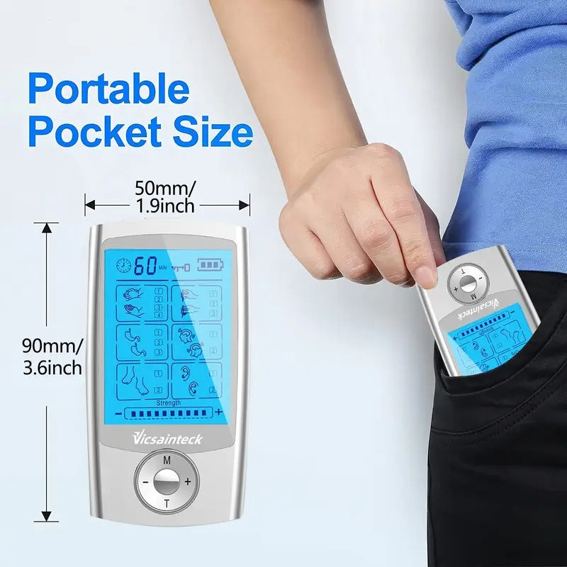 Dual Channel TENS Unit Muscle Massager Machine with 16 Modes, Portable Rechargeable 20 Levels Of Intensity TENS Machine with