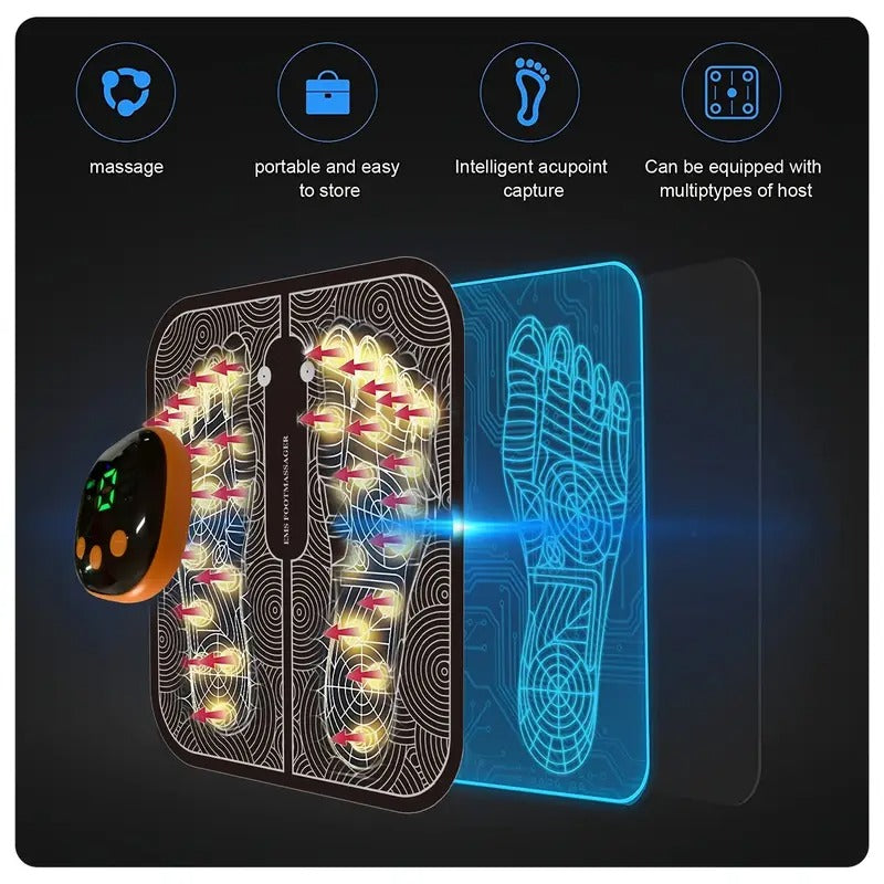 EMS Massage Foot Pad, Foot Muscle Electric Massager, 8 Adjustment Modes And 19 Intensity Massage Foot Pads, USB Charging Full Body Relaxation Massage Foot Pad