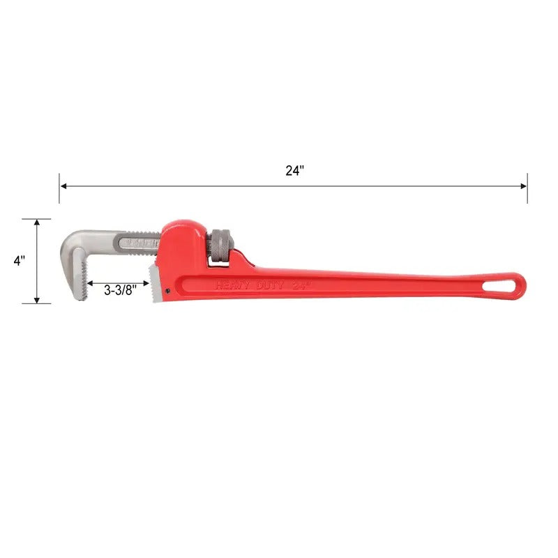 4pcs Heavy Duty Adjustable Pipe Wrench Set - 8", 10", 14", 24" Water Alloy Steel Grip Plumber'S Tools with Red Handles for Precision Plumbing, Mechanical Operation, Industrial