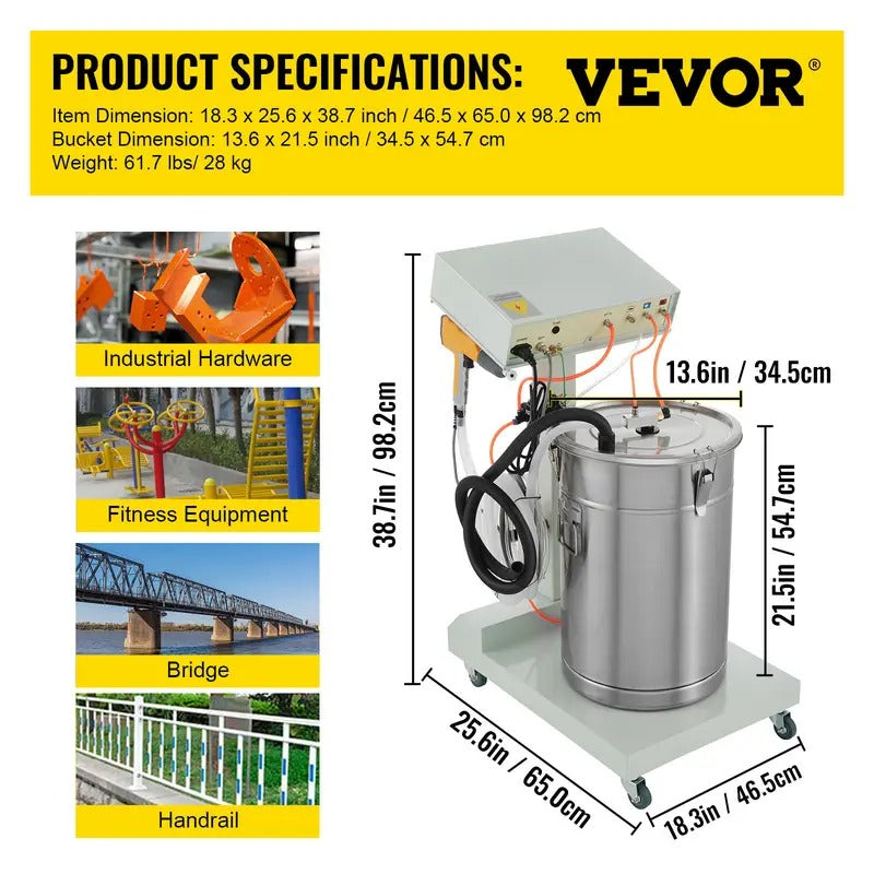 Vevor 50W 45L Mophorn Electrostatic Powder Coating Machine