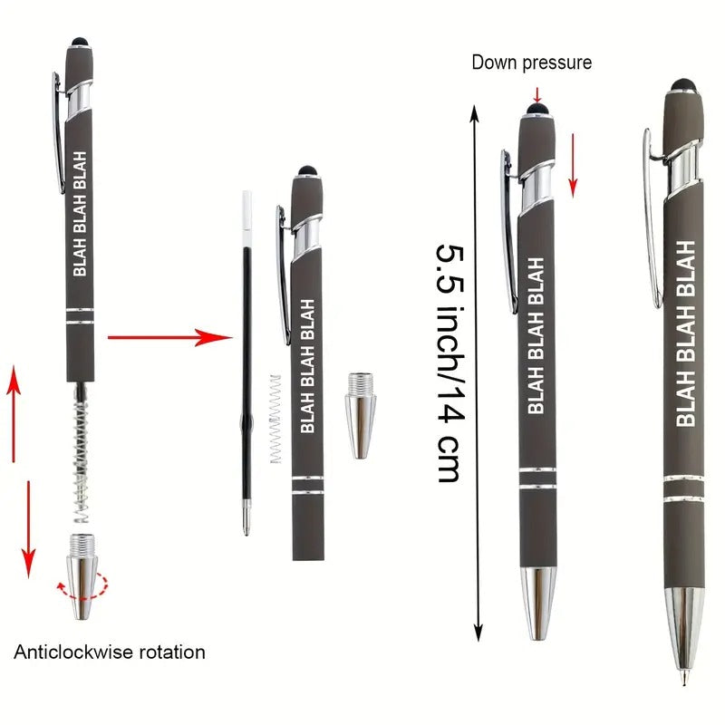 12pcs Black Ink Ballpoint Pens with Stylus Tip, Inspirational Office Quotes, Encouraging Scriptures