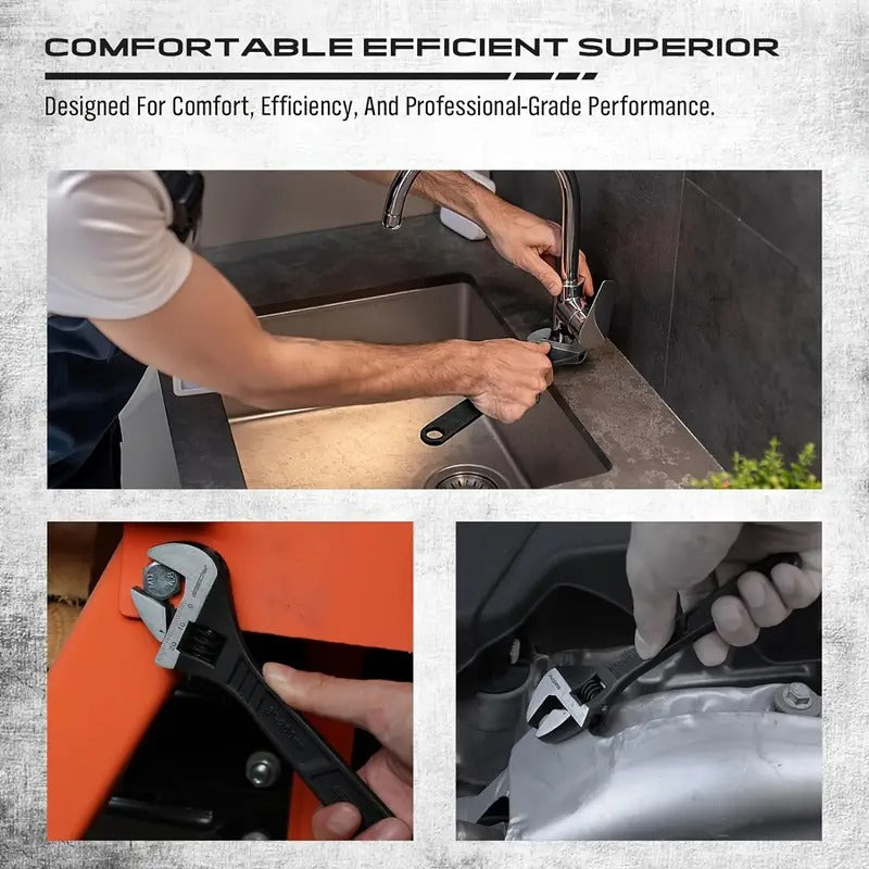 4pcs Adjustable Wrench Set - Chrome Vanadium Steel, 6", 8", 10", 12" Sizes for Auto & Home Repairs, Corrosion Resistant with Black Oxide Finish