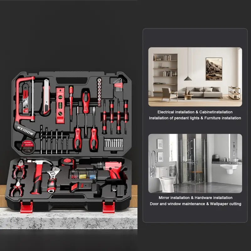 Electric Tool Multi-functional Drill Combination Kit, Suitable For Home And Garden Maintenance, DIY Projects, Efficient And Labor-saving Design + Portable Storage, Female-friendly Tool Kit,