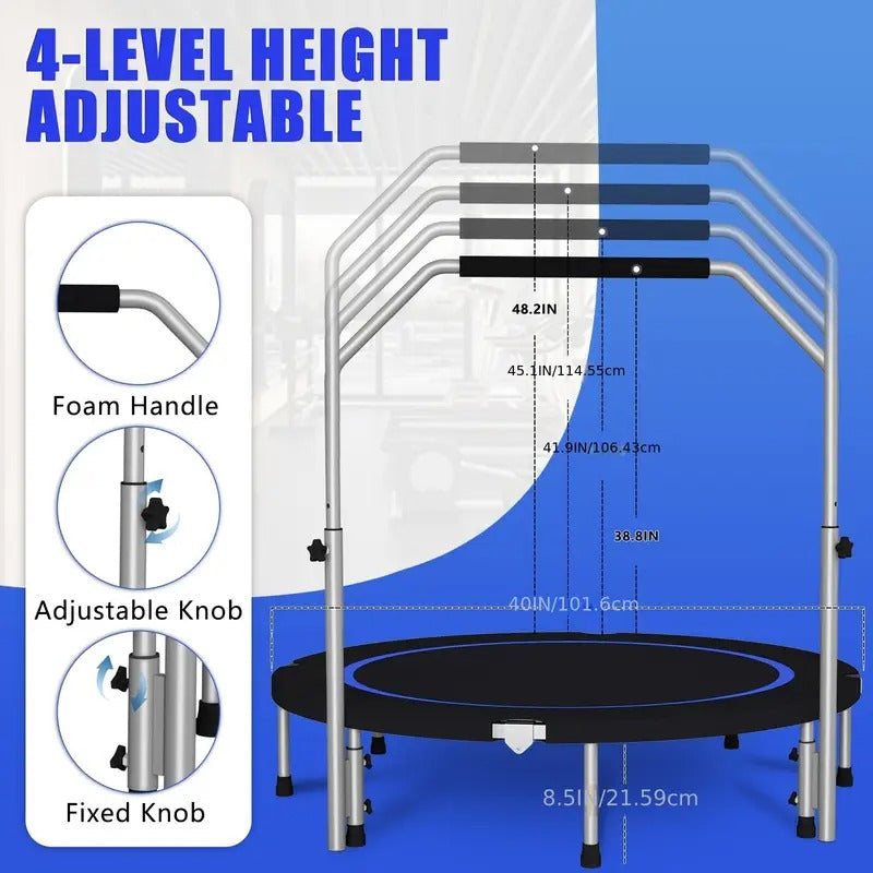 LeffEase 40" Rebounder Trampoline For Adults With Bungee, 450LBS Quiet Mini Exercise Trampoline With Adjustable Foam Handle Bar, Fitness Trampoline For Indoor.