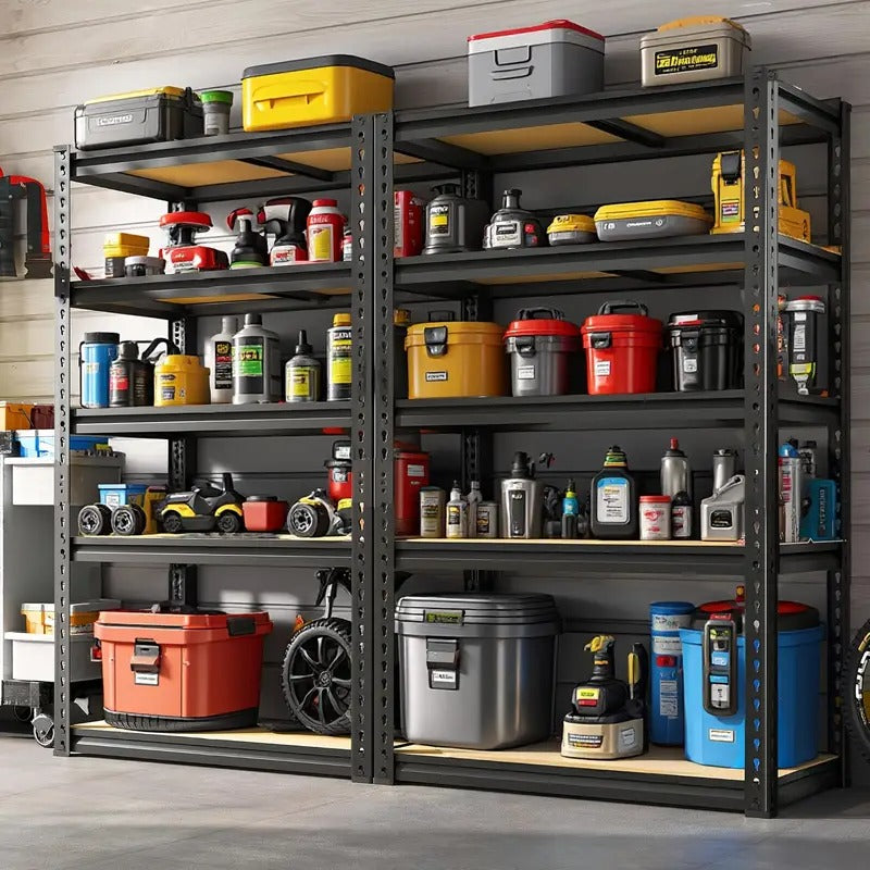 Heavy Duty Garage Shelves - 2pcs Extra Tall 60" Heavy Duty Metal Storage Rack, 2000LB Capacity per Shelf, Adjustable Height, Easy Assembly Freestanding Garage Shelving Units for Garage, Warehouse, Home, Office - Industrial Shelving