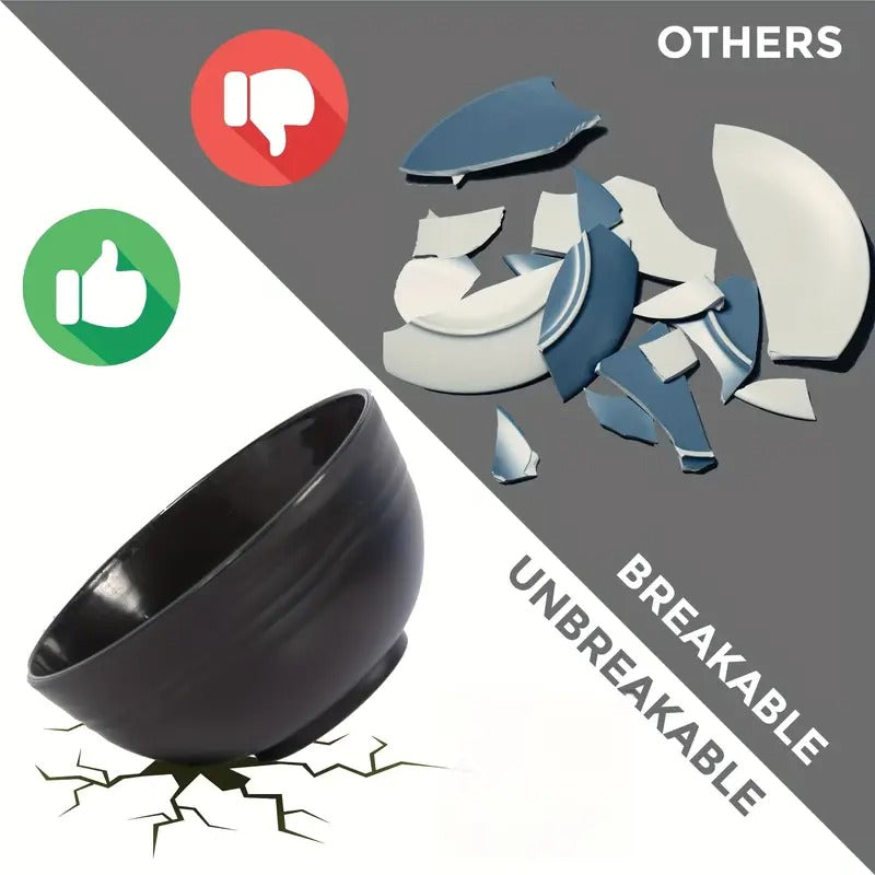 Black Wheat Straw Dinnerware Sets, Plates And Bowls Sets for 8, Black Plastic Dinnerware Sets, Microwave Dishwasher Safe Plates, Dishes Set for 8 for Valentine's Day, Party