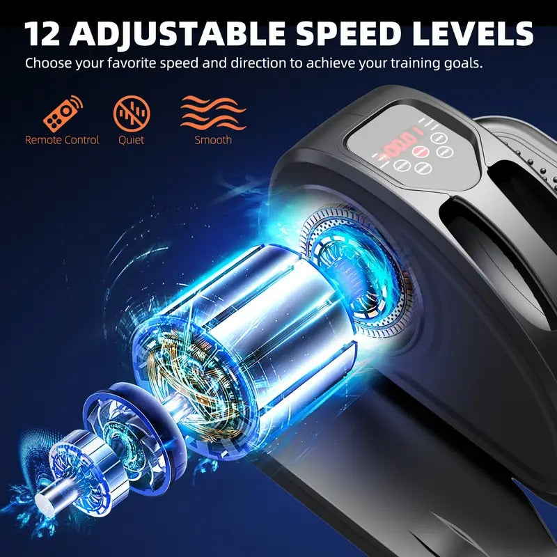 [Portable Under Desk Elliptical] Quiet Portable Under Desk Elliptical Machine - Fully Assembled Seated Pedal Exerciser with 12 Adjustable Speeds & Remote Control for