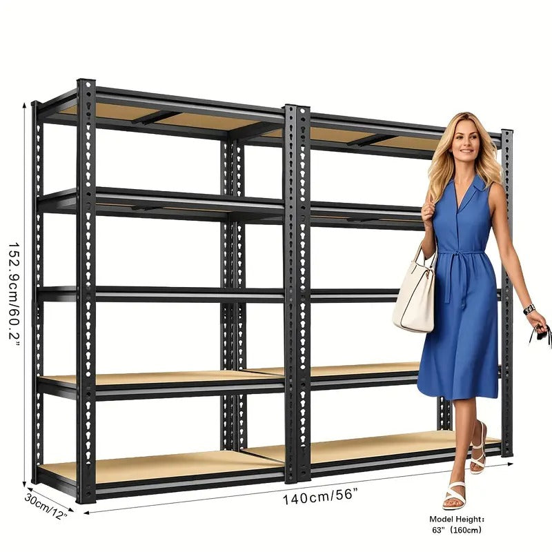 Heavy Duty Garage Shelves - 2pcs Extra Tall 60" Heavy Duty Metal Storage Rack, 2000LB Capacity per Shelf, Adjustable Height, Easy Assembly Freestanding Garage Shelving Units for Garage, Warehouse, Home, Office - Industrial Shelving