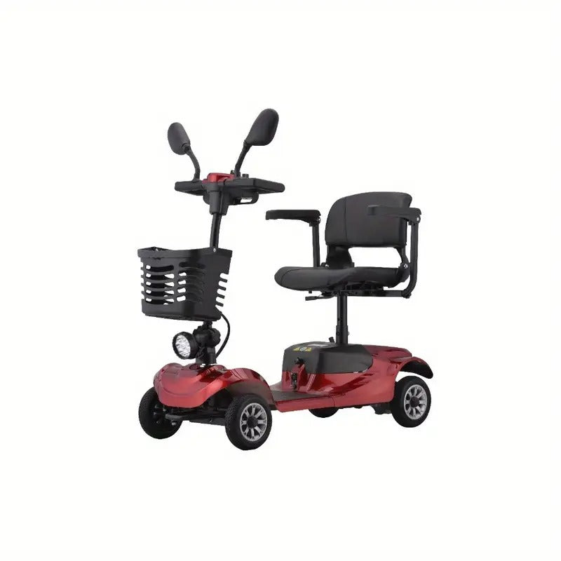 Four-Wheel Electric Mobility Scooter for Seniors and Adults, Non-Slip Adult Mobility Aid - 220 lbs Capacity, 20-Mile Range, Quick Charging, Portable Electric Scooter with Basket