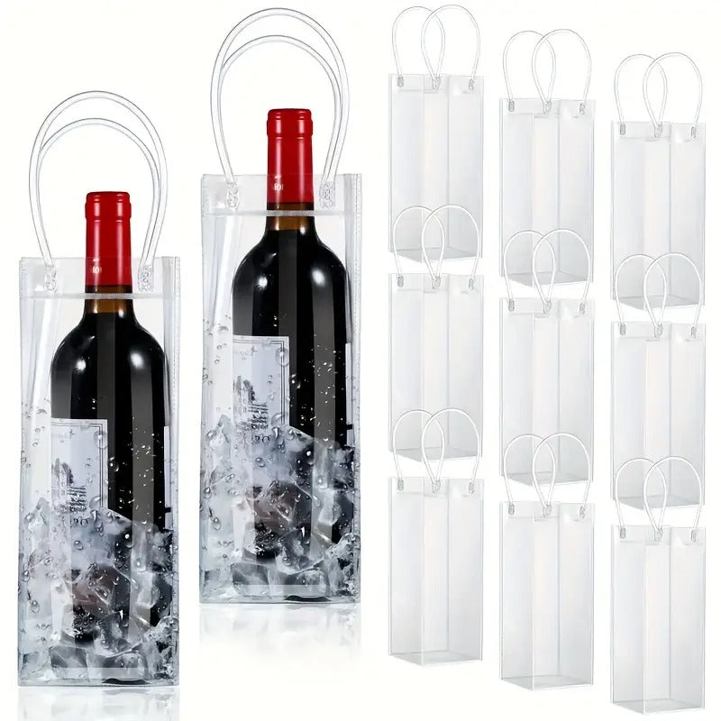 15pcs Foldable Clear PVC Packaging Bag - Leak-proof Portable Beverage Cooler for Outdoor Party, Picnic, BBQ - Reusable Wine & Beer Cooler Bag, Clear Design, Sturdy And Durable