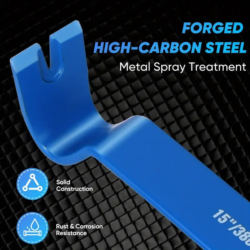 4pcs Flat Pry Bar Set -15" 10" 7.5" 5.5"- Heavy Duty & Mini Nail Puller Crowbar, Utility Claw Bar, Wonder Bar, High-Carbon Steel Flat Bar Tool for Home Remolding & Woodworking