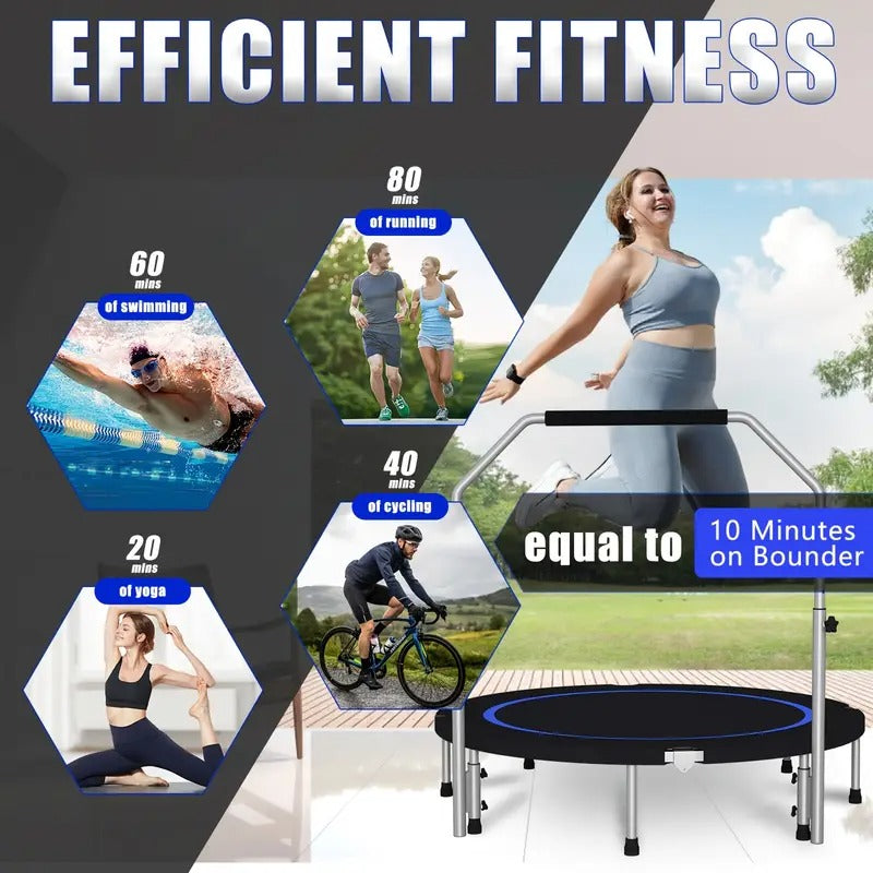 LeffEase 40" Rebounder Trampoline For Adults With Bungee, 450LBS Quiet Mini Exercise Trampoline With Adjustable Foam Handle Bar, Fitness Trampoline For Indoor.