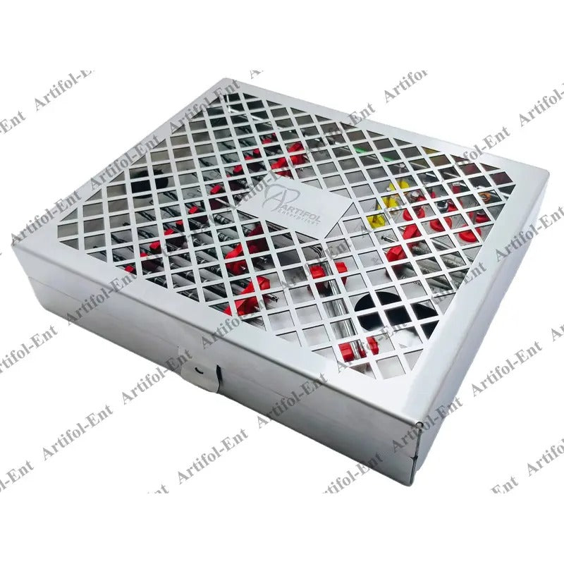 ARTIFOL 26 Pcs Implant Premium Zygomatic Set for Implant Socket Preparation Black Titanium Coated Step Drills with Depth Probe, Motor Mount, Drivers and Ratchet Wrench Zygo Kit ‎