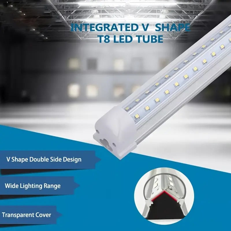 12 Pack, 8FT LED Shop Light, Super Bright 100W Shop Lights, 6000K Cold White 8 Foot Led Lights, Linkable 96" LED Shop Lights Lighting For Garage With Plug, V Shape T8 8' Led Light Fixtures