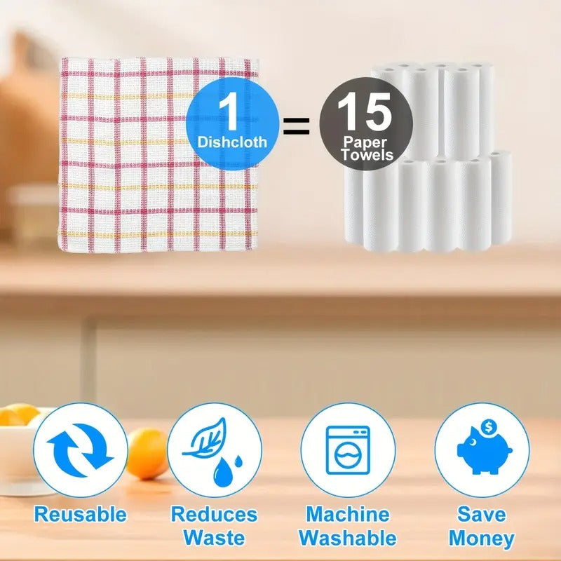 15pcs Soft & Absorbent Kitchen Dish Cloths for Washing Dishes - Dish Cloths & Dish Towels for Efficient Cleaning - Reusable, Durable, 30cm/12in, Ideal for Household Chores Kitchen Towels Dish Rags Dish Towels