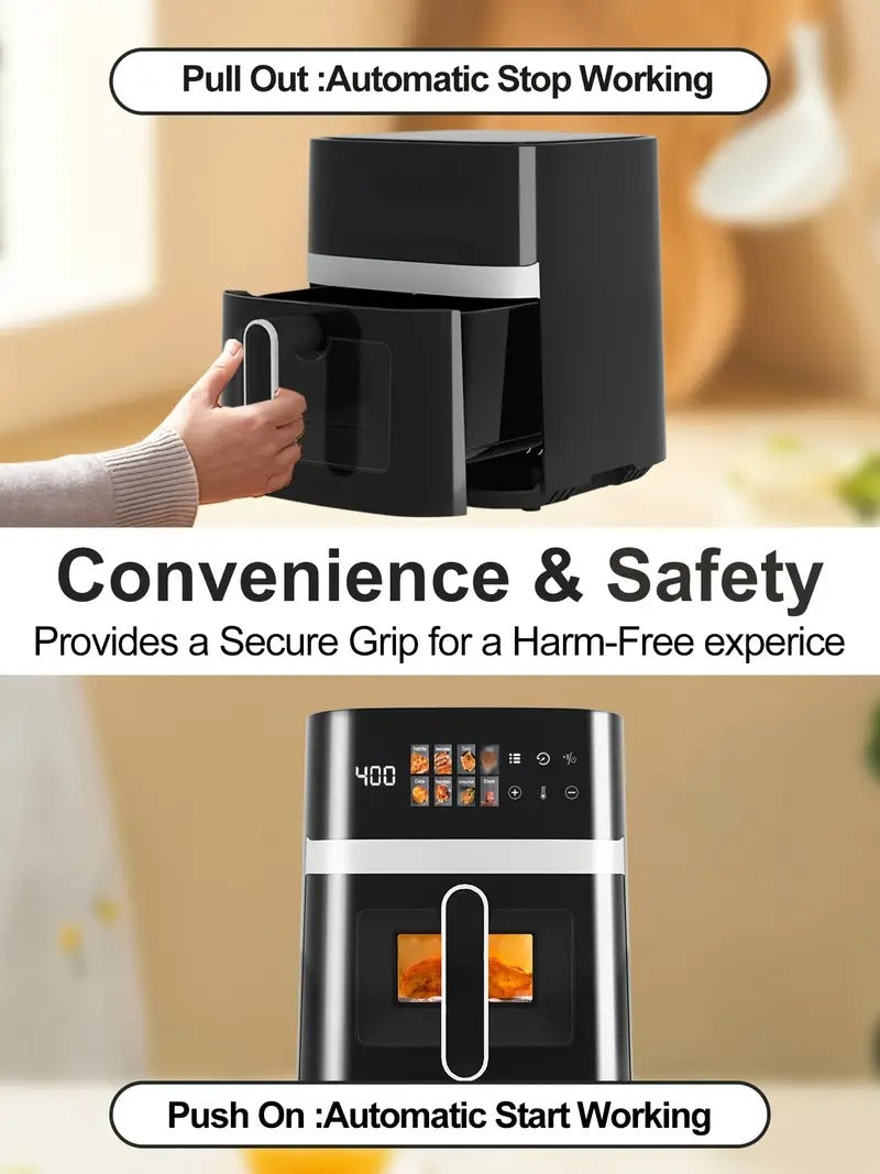 [5-quart 6-in-1 Air Fryer] 6-in-1 Large 5-quart Air Fryer | 8 One-Touch Preset Functions, Smart Cook Program, Rack Basket, Viewing Window, Interior Light