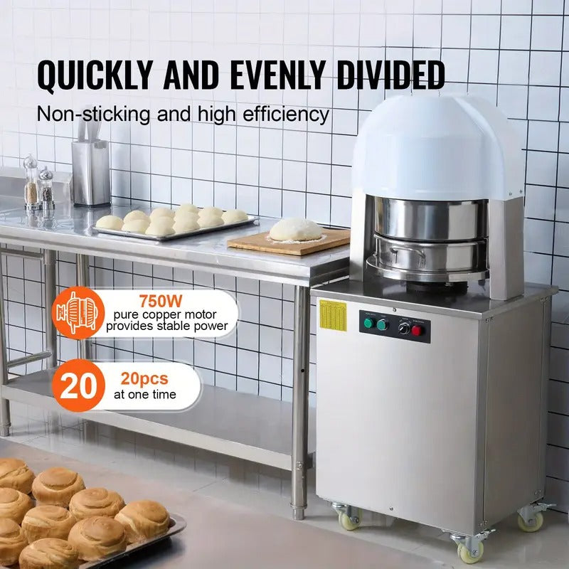 [Automatic Dough Divider] Happybuy 20pcs Automatic Electric Dough Divider Rounder | 2.12oz - 9.17oz Equal Dough Cutter with Pure Copper Motor and 304 Stainless Steel Tray, for Bakery, Restaurant