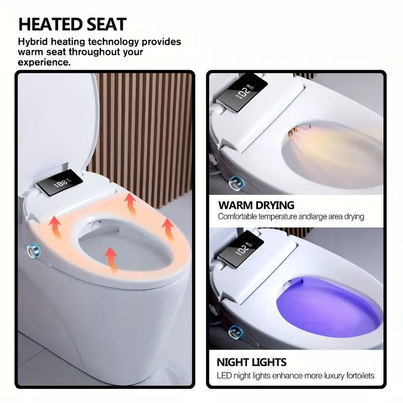 Modern Smart Bidet Toilet Seat | Heated Seat, Unlimited Warm Water Cleaning, LED Night Light, Slow Close, Digital Display | White | US Plug, 110V-127V | Bathroom Hygiene | Modern