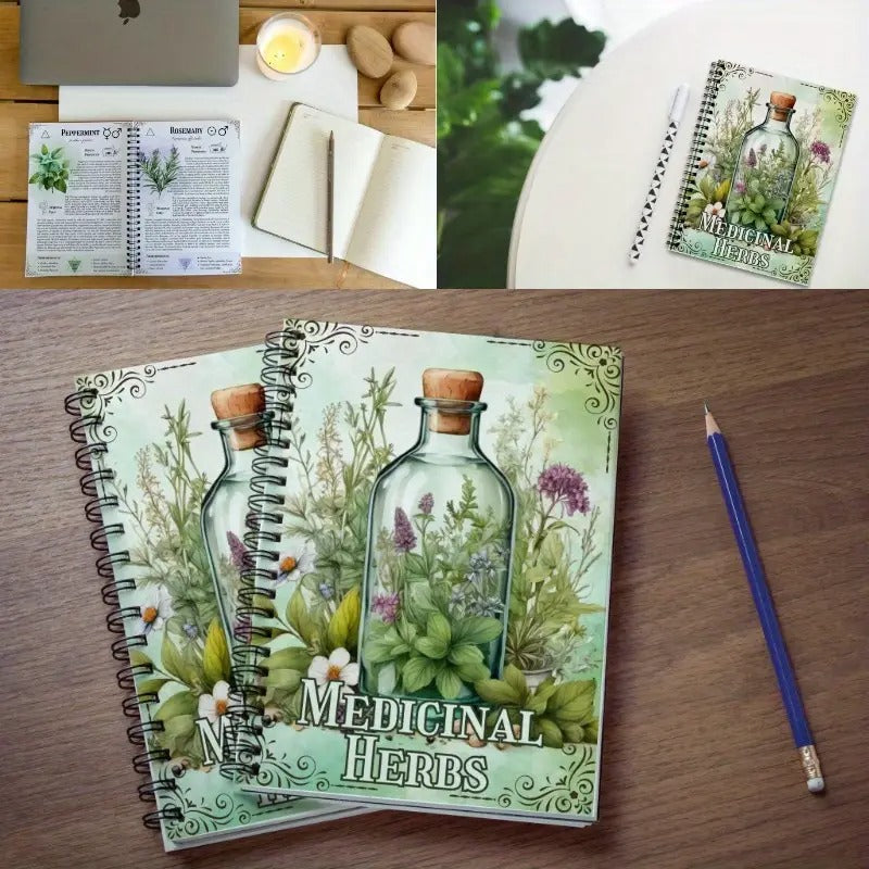 1 Herbal Manual Study Plan Notepad - 35-Page Premium Botanical Medicine Reference Guide with Herbal Profiles, Photos & Plant Screens for Classroom, Office, Travel - Herb Lovers' Essential, Herbal Medicine Guide, Botanical