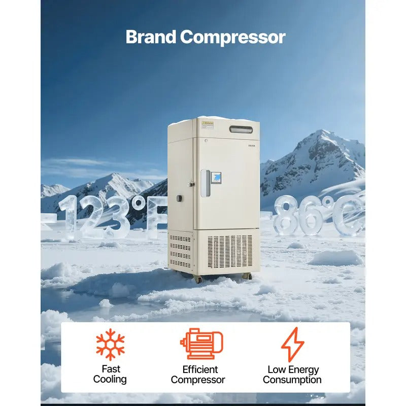VEVOR Ultra Low Temperature Freezer Lab Freezer 28 L −40 ℉ to −123 ℉ Adjustable Temp