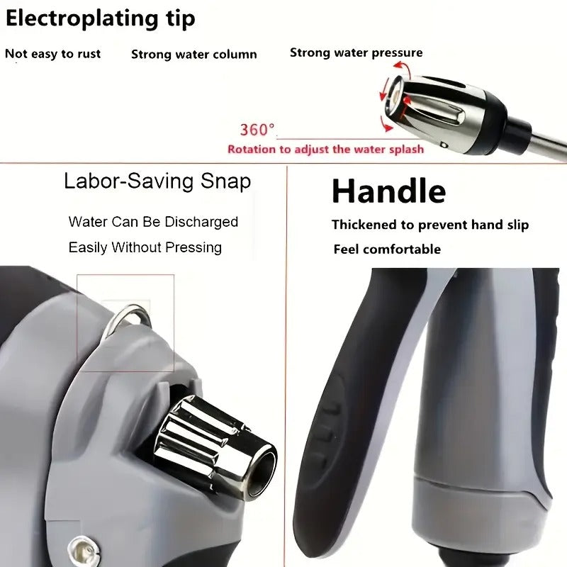 High-Pressure Car Wash Water Gun with Long Handle - 3/4 Inch Durable Plastic Spray Nozzle for Efficient Car Cleaning, Garden Hose Attachment, Ergonomic Design for Home & Vehicle Maintenance