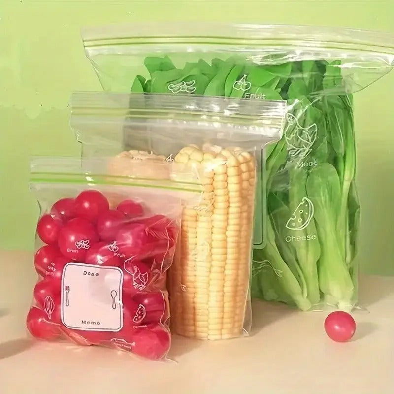 45pcs Heavy-Duty Transparent Food Storage Bags with Double Zipper-like Sealing Strip - Airtight, Leakproof, Reusable for Freshness - Ideal for Kitchen, Pantry, Freezer, Fridge - Keep Dry Goods, Meat, Vegetables,