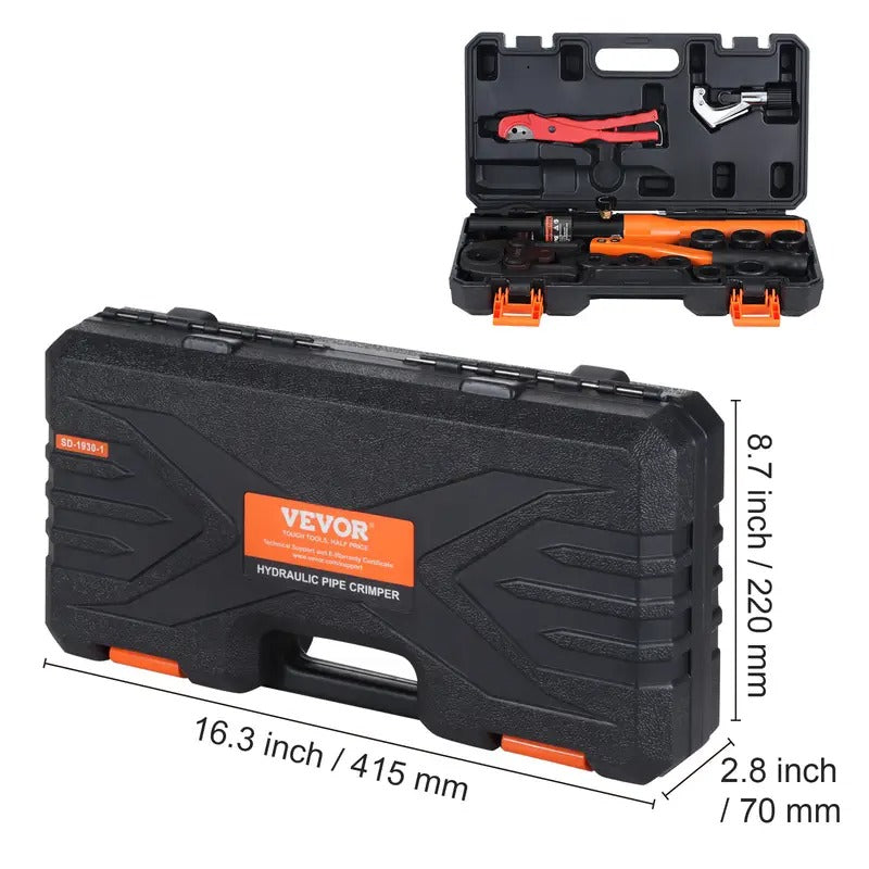 VEVOR Copper Tube Fittings Crimping Tool with 8 Jaws Pipe Cutter 360° Rotatable