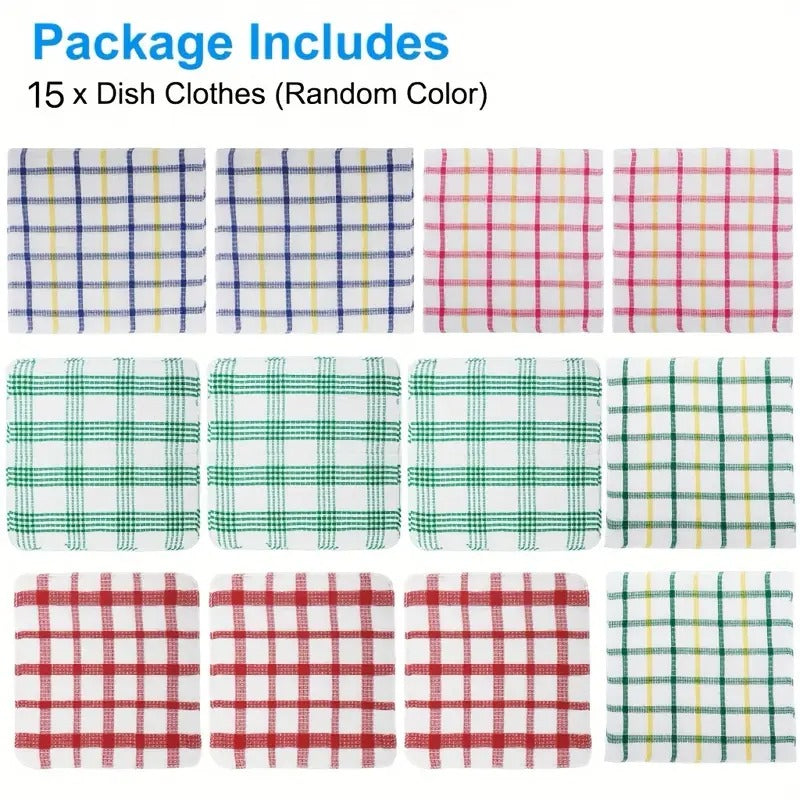 15pcs Soft & Absorbent Kitchen Dish Cloths for Washing Dishes - Dish Cloths & Dish Towels for Efficient Cleaning - Reusable, Durable, 30cm/12in, Ideal for Household Chores Kitchen Towels Dish Rags Dish Towels