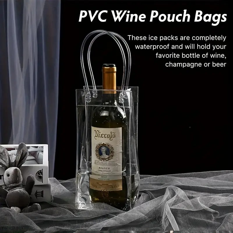 15pcs Foldable Clear PVC Packaging Bag - Leak-proof Portable Beverage Cooler for Outdoor Party, Picnic, BBQ - Reusable Wine & Beer Cooler Bag, Clear Design, Sturdy And Durable