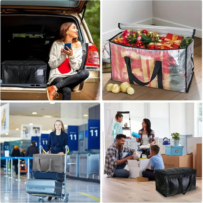 Oversized Transparent Moving Bags with Reinforced Handles, Available in Sets of 2, 4, 6, Or 8. Ideal for Packing, Dorm Storage, And Other Moving Supplies.