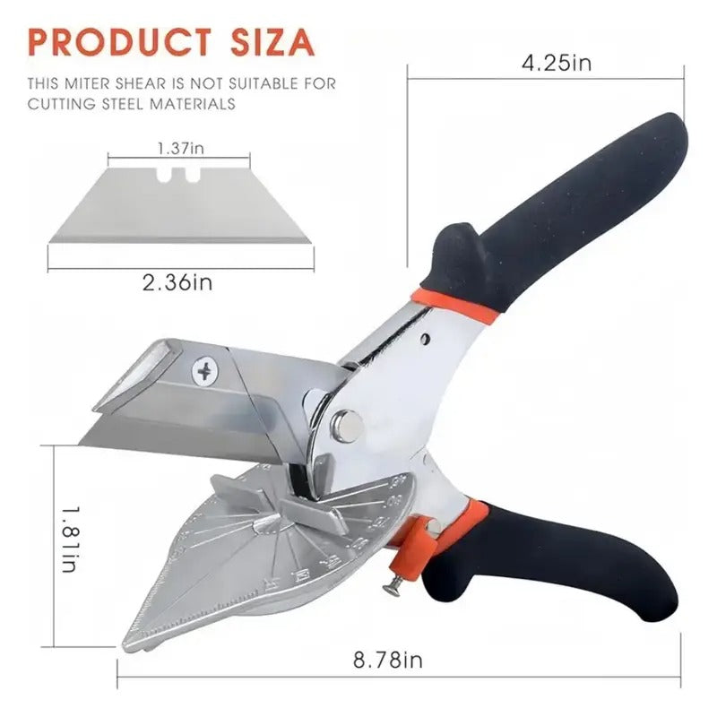 Upgraded Multi Angle Miter Shear Cutter Hand Tools with 2 Blades for Cutting Soft Wood, Plastic, PVC - 45-135 Degree Adjustable Angle Scissors Trim Shears Tools Industrial shears