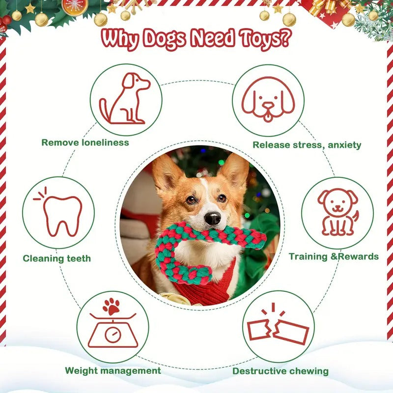 10-Pack Durable Dog Chew Toys Set - Heavy Duty Cartoon Pattern Fabric Tug of War Ropes for Aggressive Chewers, Dental Teething Toys for All Breed Sizes