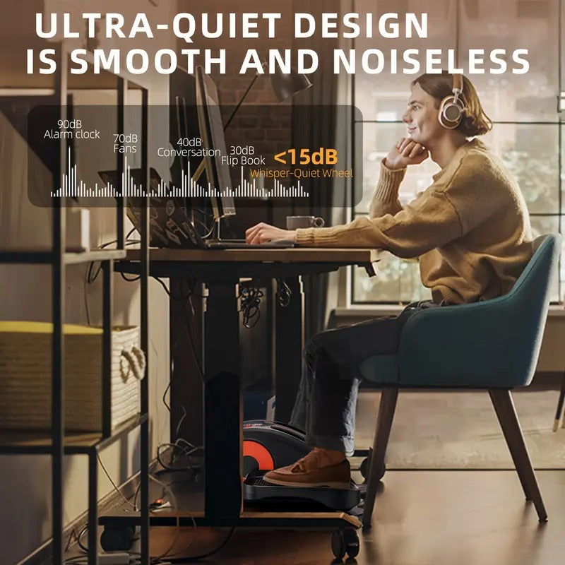 [Portable Under Desk Elliptical] Quiet Portable Under Desk Elliptical Machine - Fully Assembled Seated Pedal Exerciser with 12 Adjustable Speeds & Remote Control for