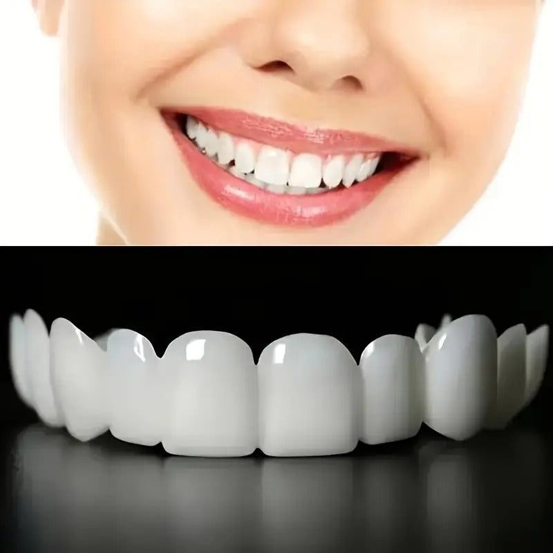 8pcs/4set Comfortflex White Dentures with Veneers - Unisex Upper And Lower Denture Care - Flexible And Comfortable, Lifelike, Dental Solutions, Dental Veneers Snap-On, Dental Veneers, Snap-On Veneers, Veneers, Gifts for Father And Mother