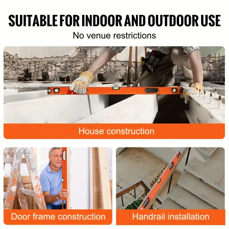 Magnetic Torpedo Level, 78/48/32/24/16/10in Mechanical Level Set, Bubble Vials Ruler for 45/90/180 Degree, Aluminum Alloy Leveler Tool W/ Viewing Window, Shock-Resistant for Plumbing, Wood (Only 10-inch Has Magnet)