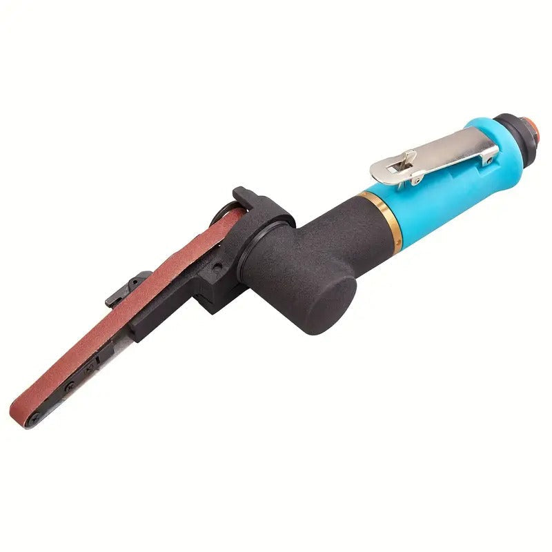 Pneumatic Tool Air Belt Sander, 1/4" Air Inlet, Air Belt Sander (3/8" X 13") With 12pcs Belts (#40, #60, 80#, 120#), 3/8" Air Belt Grinder For Aluminium, Iron, Steel And Etc. Metal Polishing