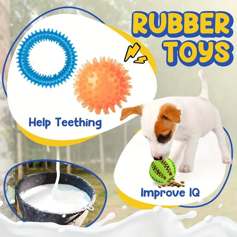 25pcs Dog Teething Toys, Dog Chew Toys Set For Cleaning And Teeth Cleaning, Dog Vocalization Toys, Leash Toy Set Suitable For Puppies